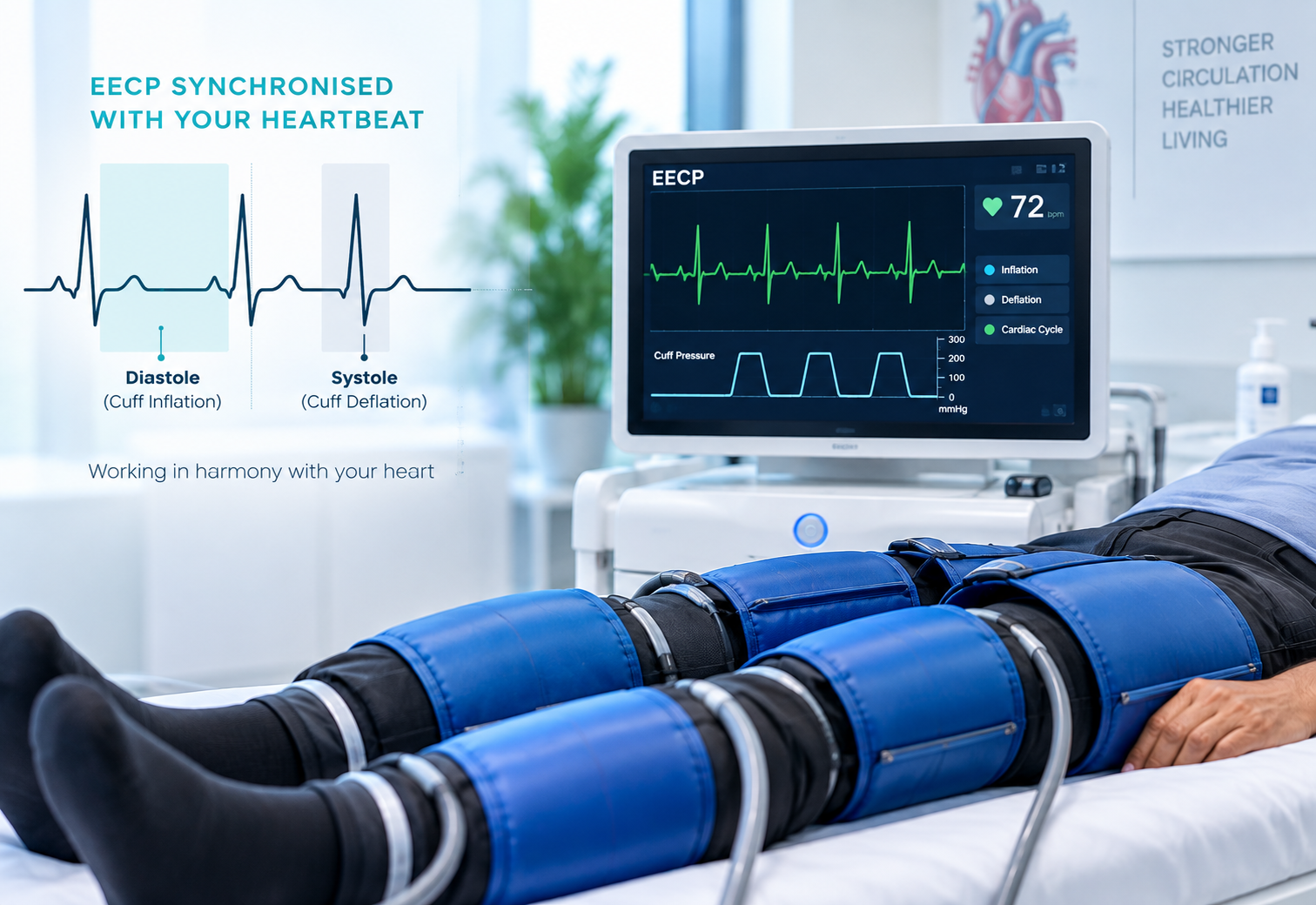 EECP synchronized with the heartbeat